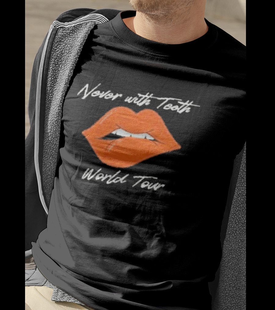Never With Teeth World Tour Orange Lips T-Shirt