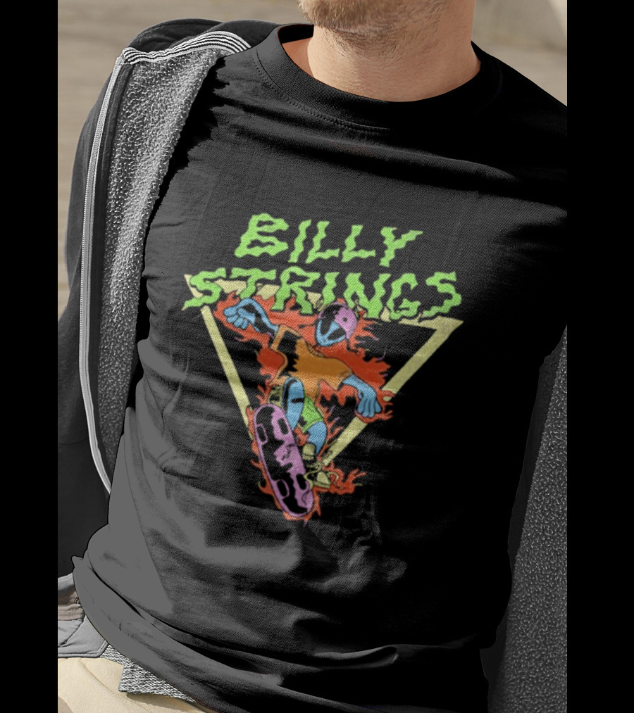 Billy Strings Alien Skateboard Triangle Flame T-Shirt