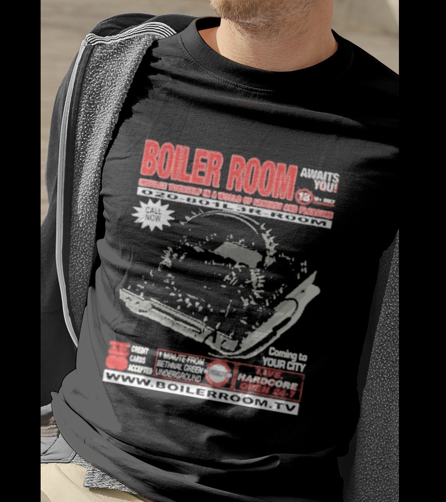 Boiler Room Hardcore TV Broadcast London Frankfurt Detroit Toronto 2001 Mix Series Coming To Your City T-Shirt
