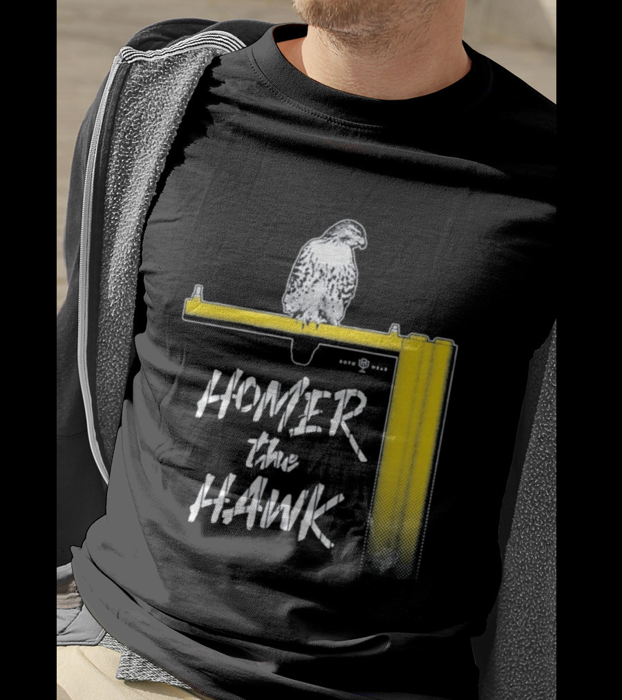 Homer The Hawk Perched On Yellow Crossbar T-Shirt