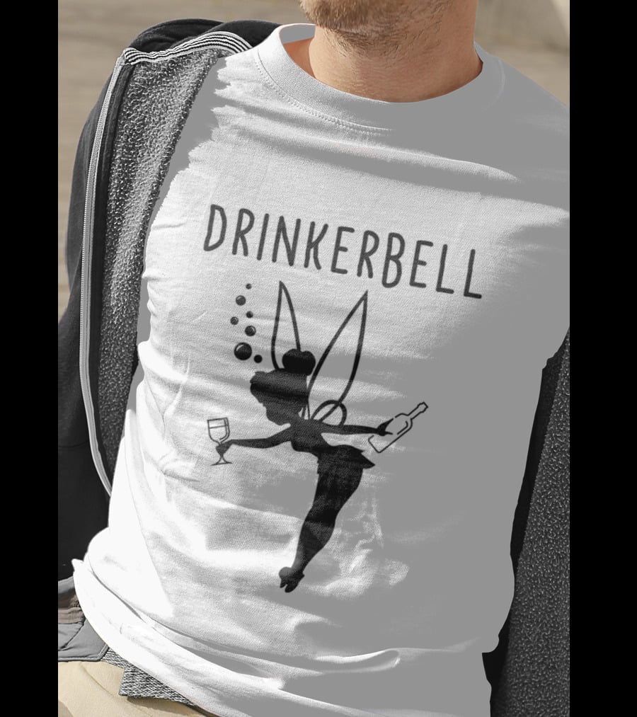 Drinkerbell Beer Lover Fairy With Wine Glass And Bottle T-Shirt
