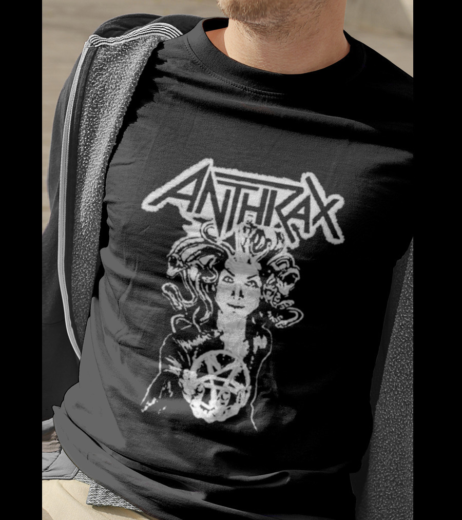 Anthrax Hand Drawn Medusa Pentagram T-Shirt
