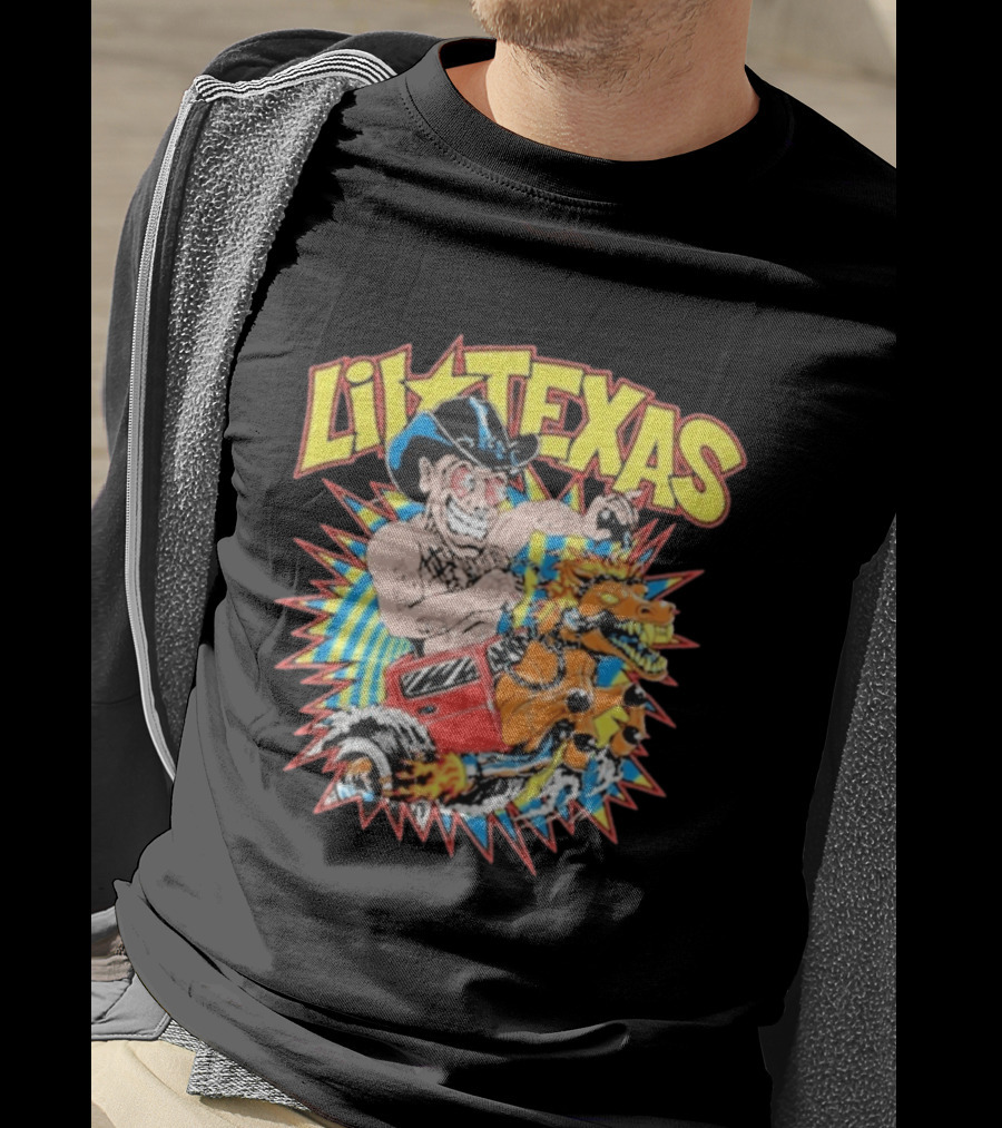 Lil Texas Cartoon Cowboy Racing Dinosaur Kt8 Need For Speed T-Shirt