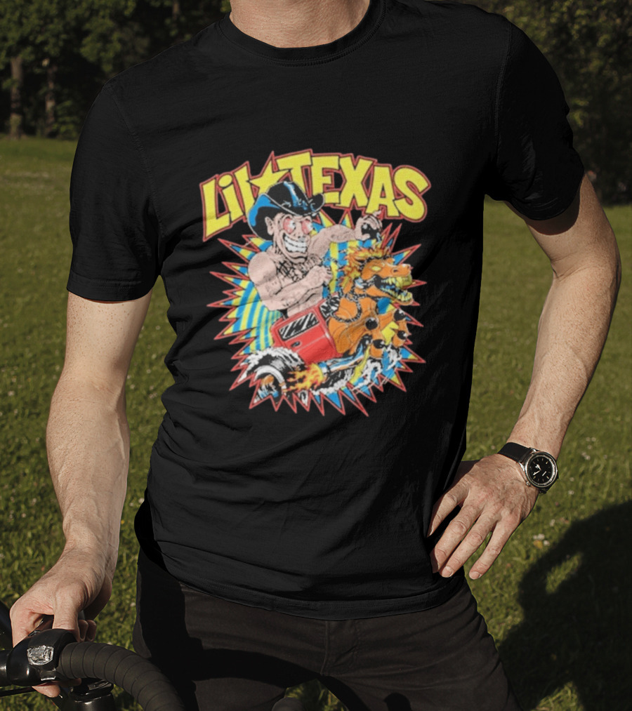 Lil Texas Cartoon Cowboy Racing Dinosaur Kt8 Need For Speed T-Shirt