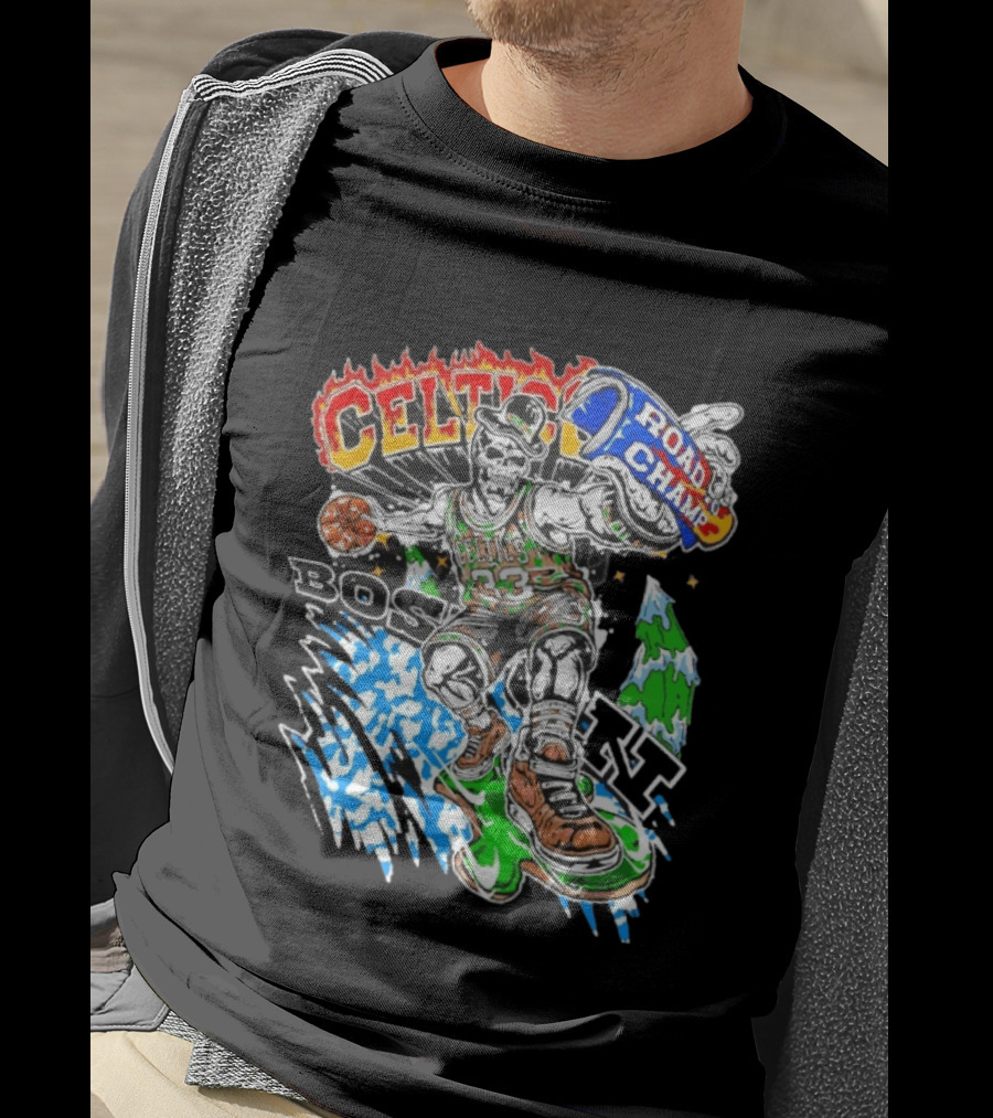 Celtics Road Champ Skull 33 Boston Basketball T-Shirt
