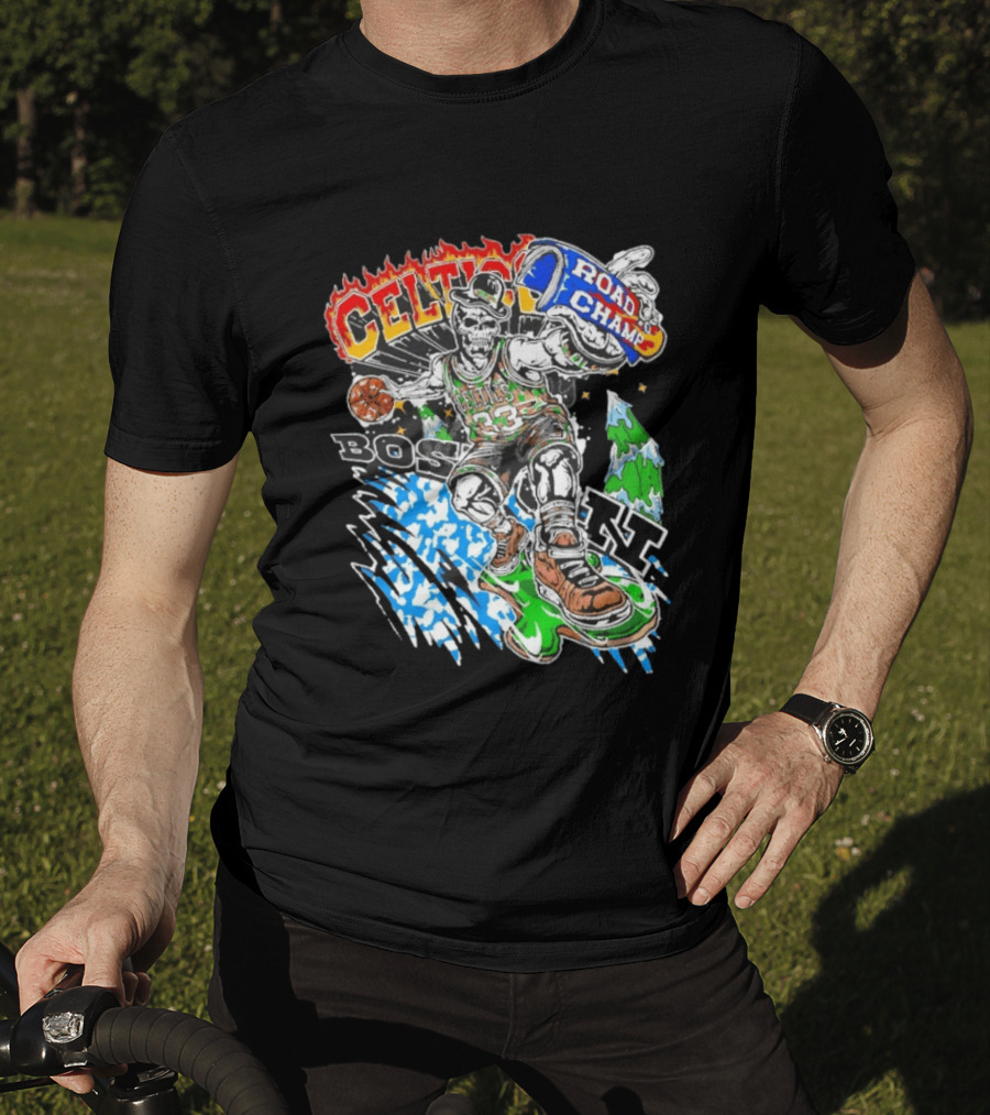 Celtics Road Champ Skull 33 Boston Basketball T-Shirt