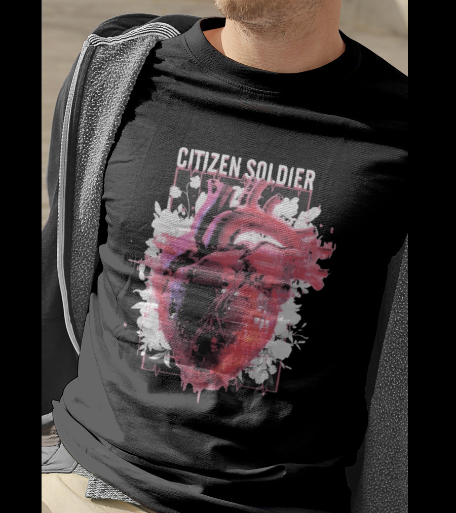 Citizen Soldier Heartbeat Anatomical Heart And Floral T-Shirt
