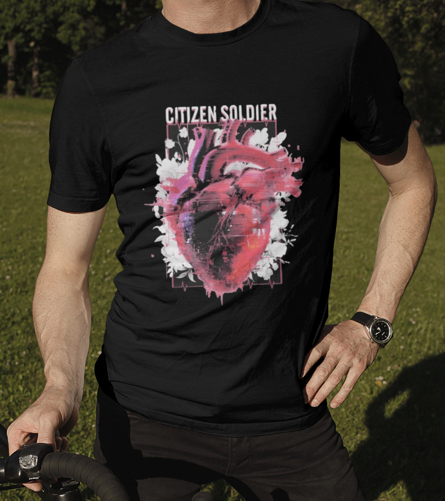 Citizen Soldier Heartbeat Anatomical Heart And Floral T-Shirt
