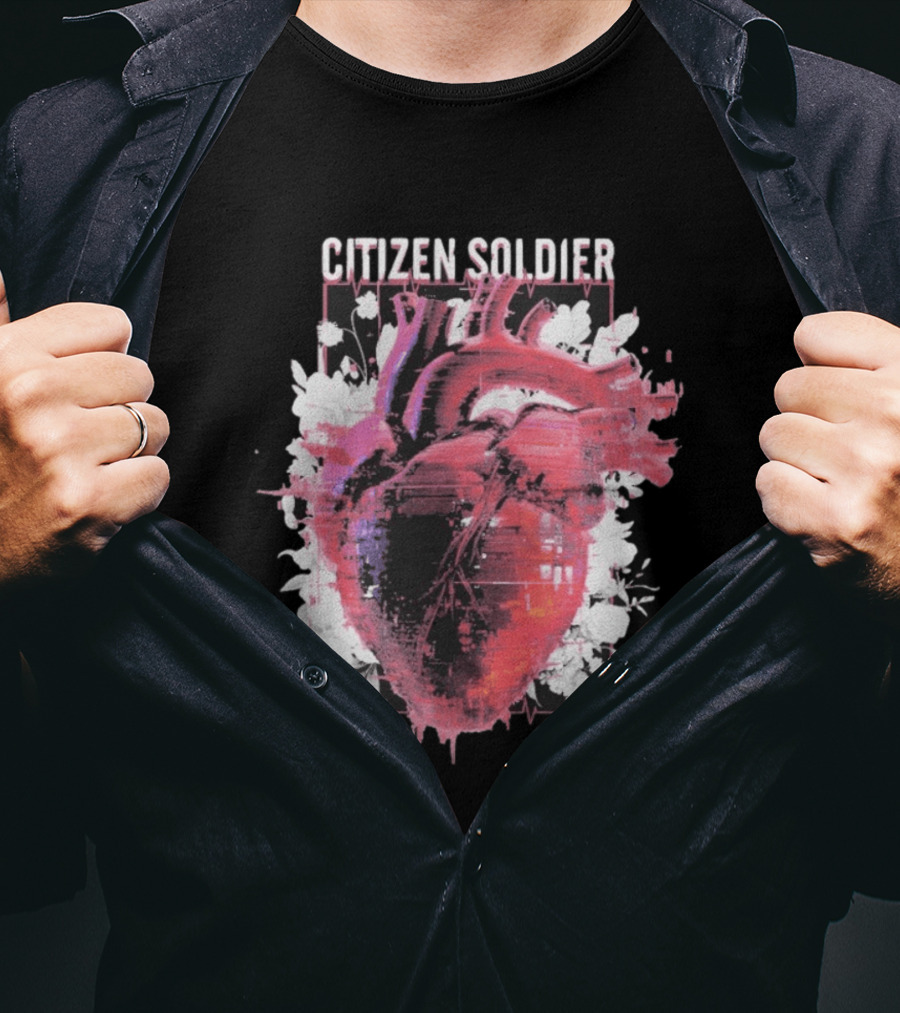 Citizen Soldier Heartbeat Anatomical Heart And Floral T-Shirt