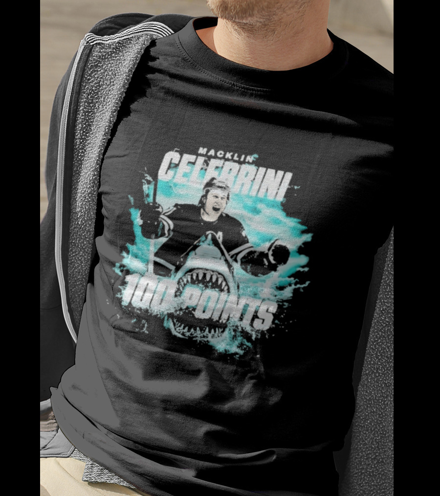 Macklin Celebrini San Jose Sharks 100 Points T-Shirt