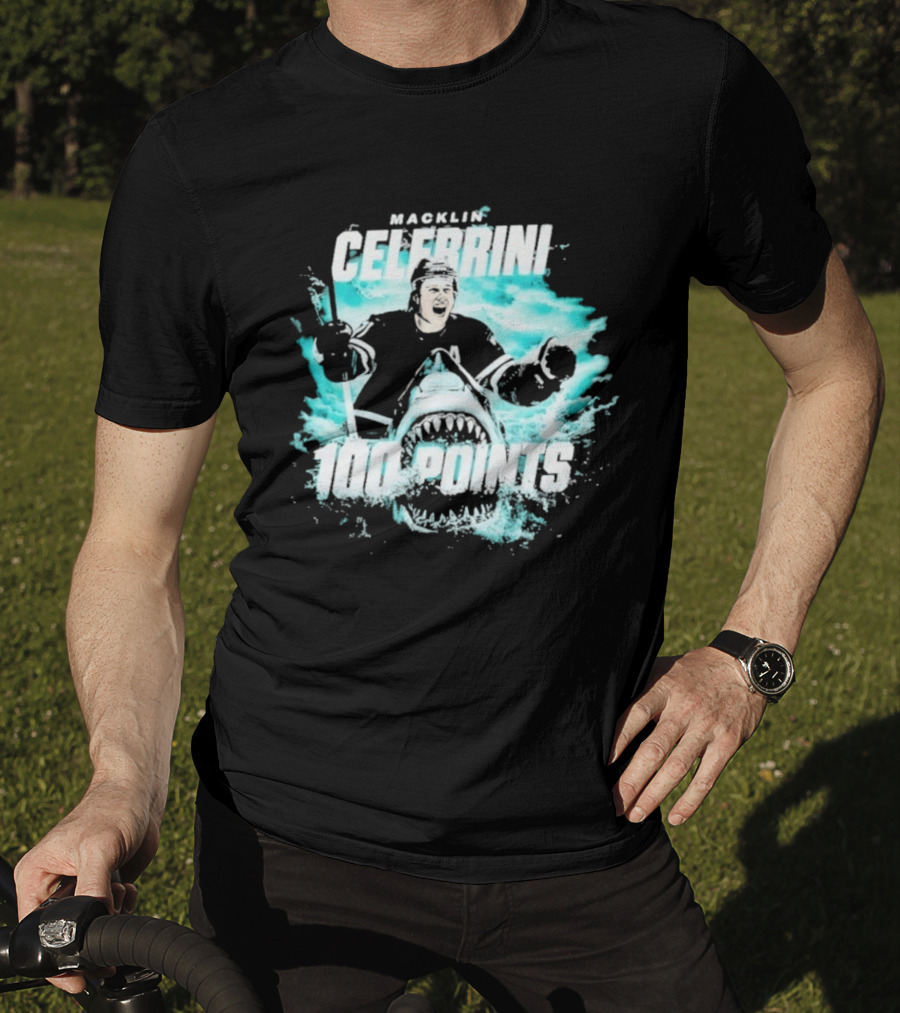 Macklin Celebrini San Jose Sharks 100 Points T-Shirt