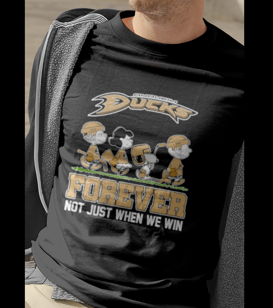 Anaheim Ducks Peanuts Forever Not Just When We Win Charlie Brown Snoopy Linus Woodstock T-Shirt