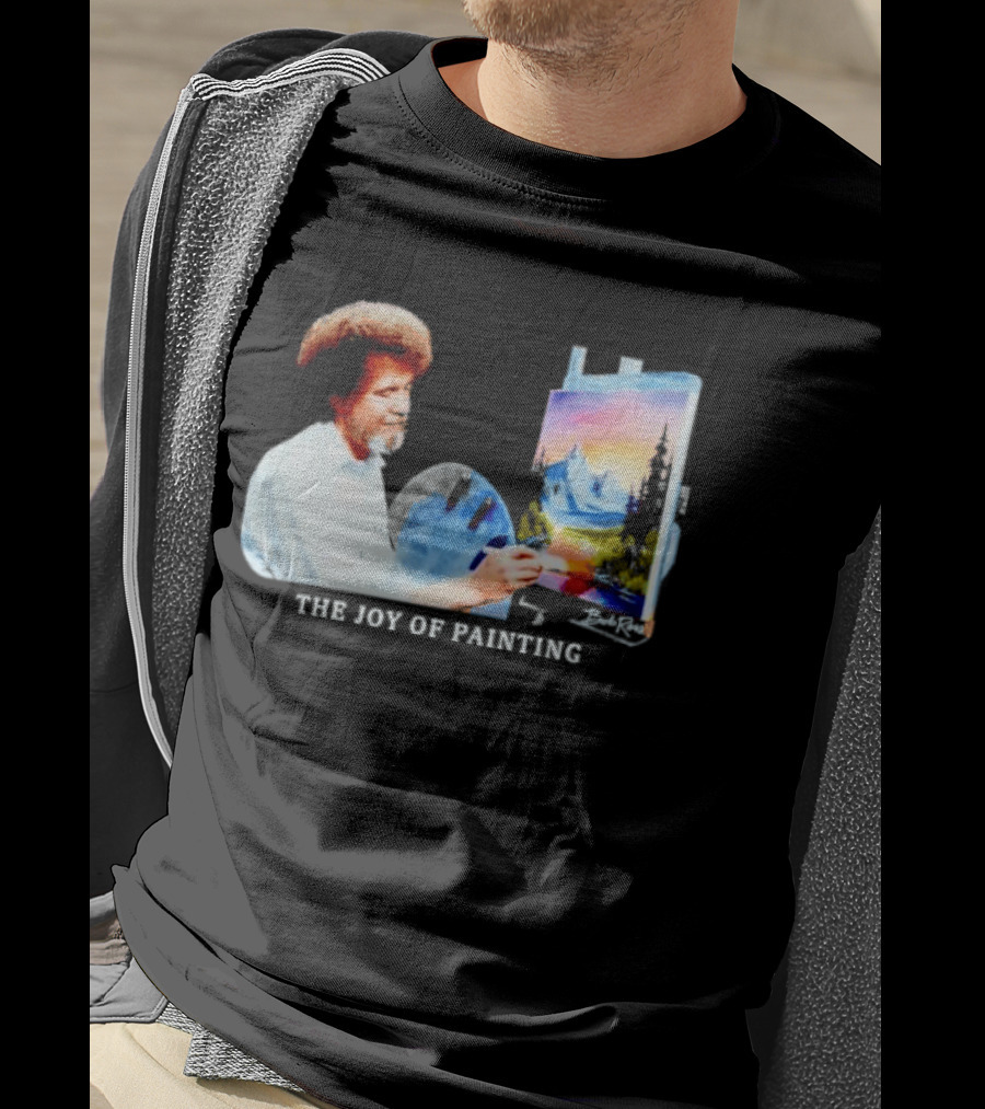 Bob Ross The Joy Of Painting Mountains And Sunset Scene T-Shirt
