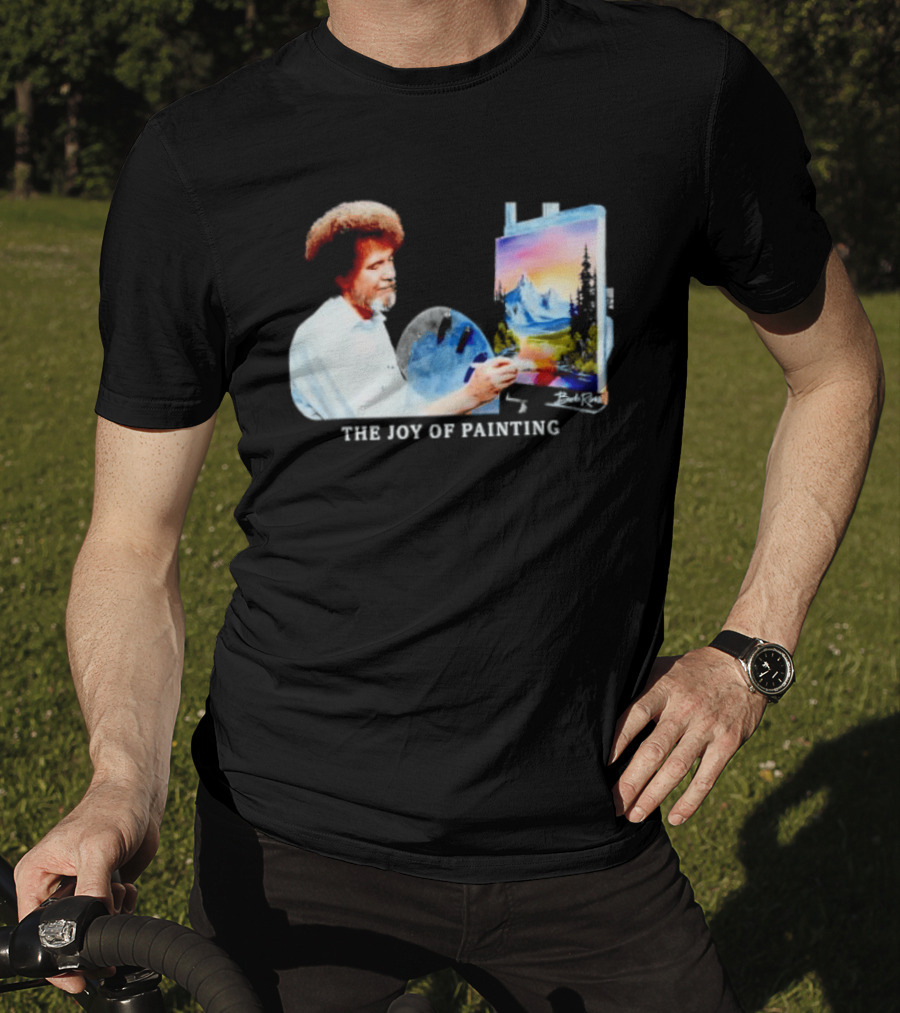 Bob Ross The Joy Of Painting Mountains And Sunset Scene T-Shirt