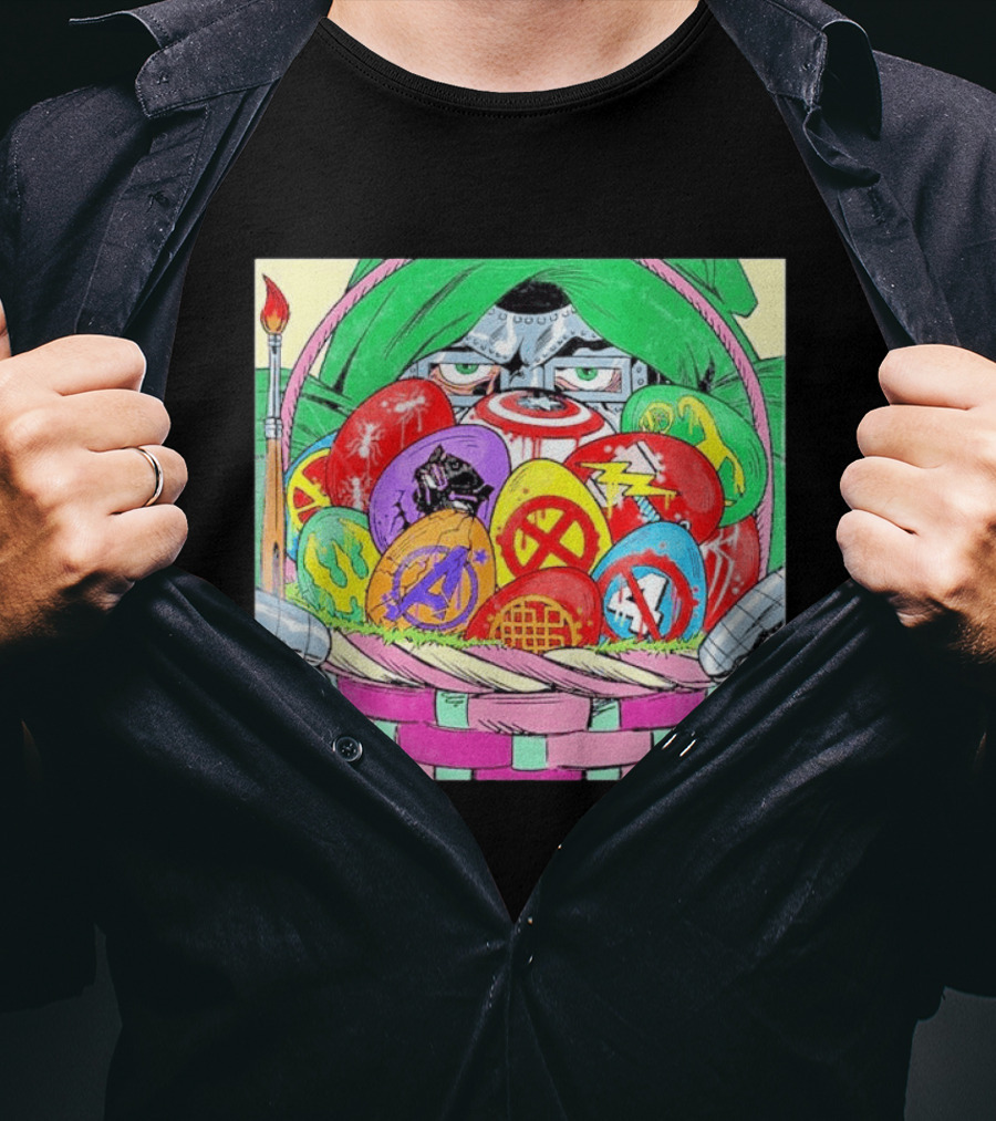 Doctor Doom Easter Egg Basket Avengers Marvel Crossover Secrets T-Shirt