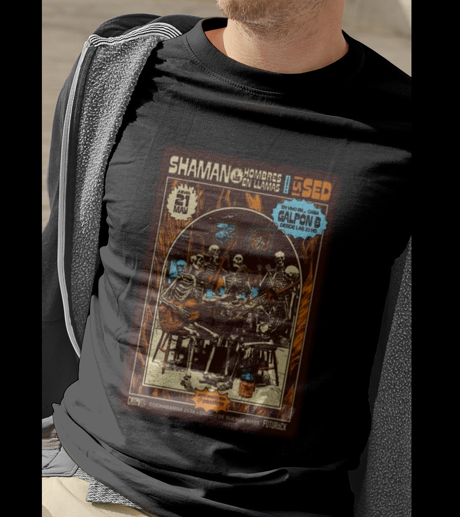 Shaman Hombres En Llamas Galpón B La Sed Buenos Aires Futurock 21 Mayo T-Shirt
