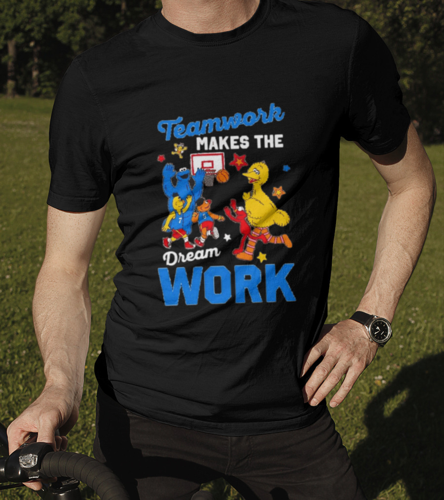 Teamwork Makes The Dream Work Sesame Street Basketball Slam Dunk T-Shirt