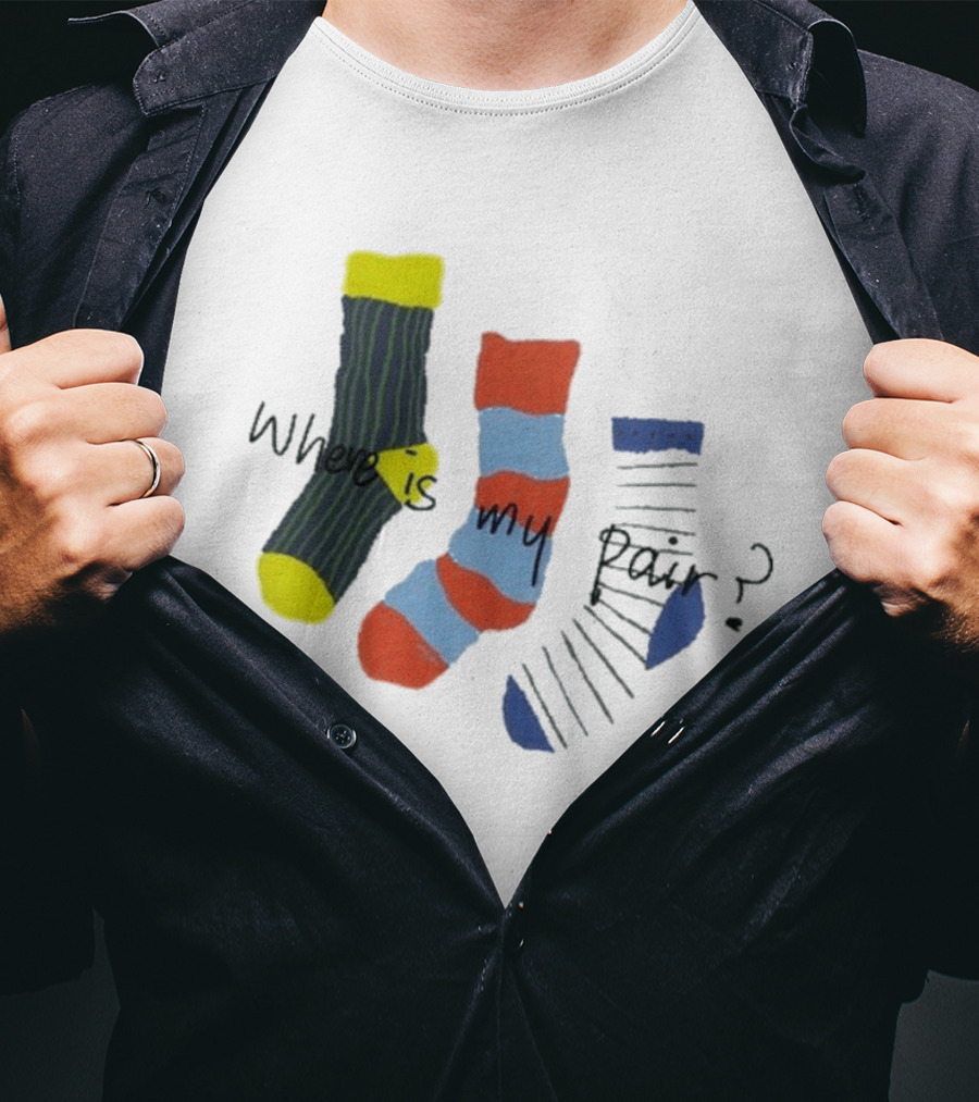 ANGLAN Where Is My Pair Socks Half T-Shirt
