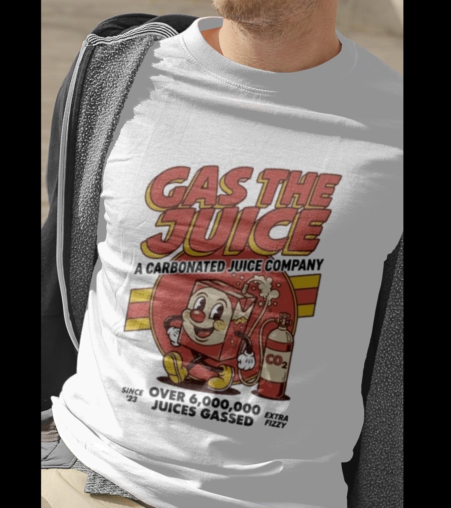 Gas The Juice A Carbonated Juice Company CO2 Juices Gassed Since 75 Retro Fizzy T-Shirt