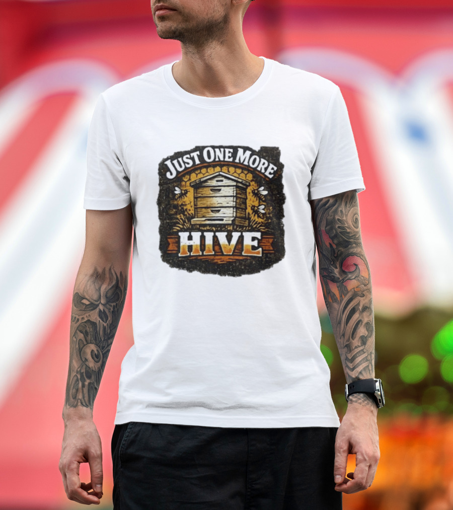 Just One More Hive Beekeeping Bees Honeycomb Apiary T-Shirt