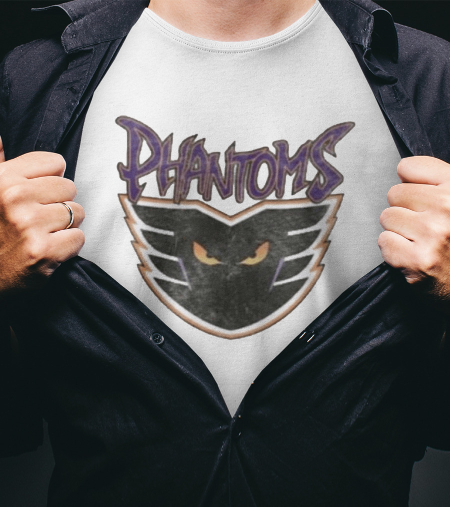 Lehigh Valley Phantoms Hockey Team Emblem With Bold Lettering And Fierce Mask T-Shirt