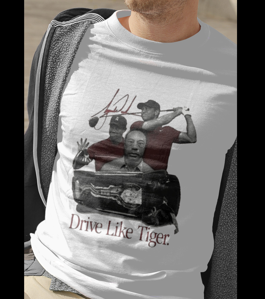 Tiger Woods Drive Like Tiger Golf Swing Car Crash T-Shirt