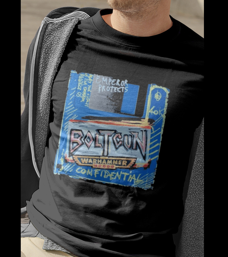 Warhammer 40K Boltgun Emperor Protects Confidential Floppy Disk T-Shirt