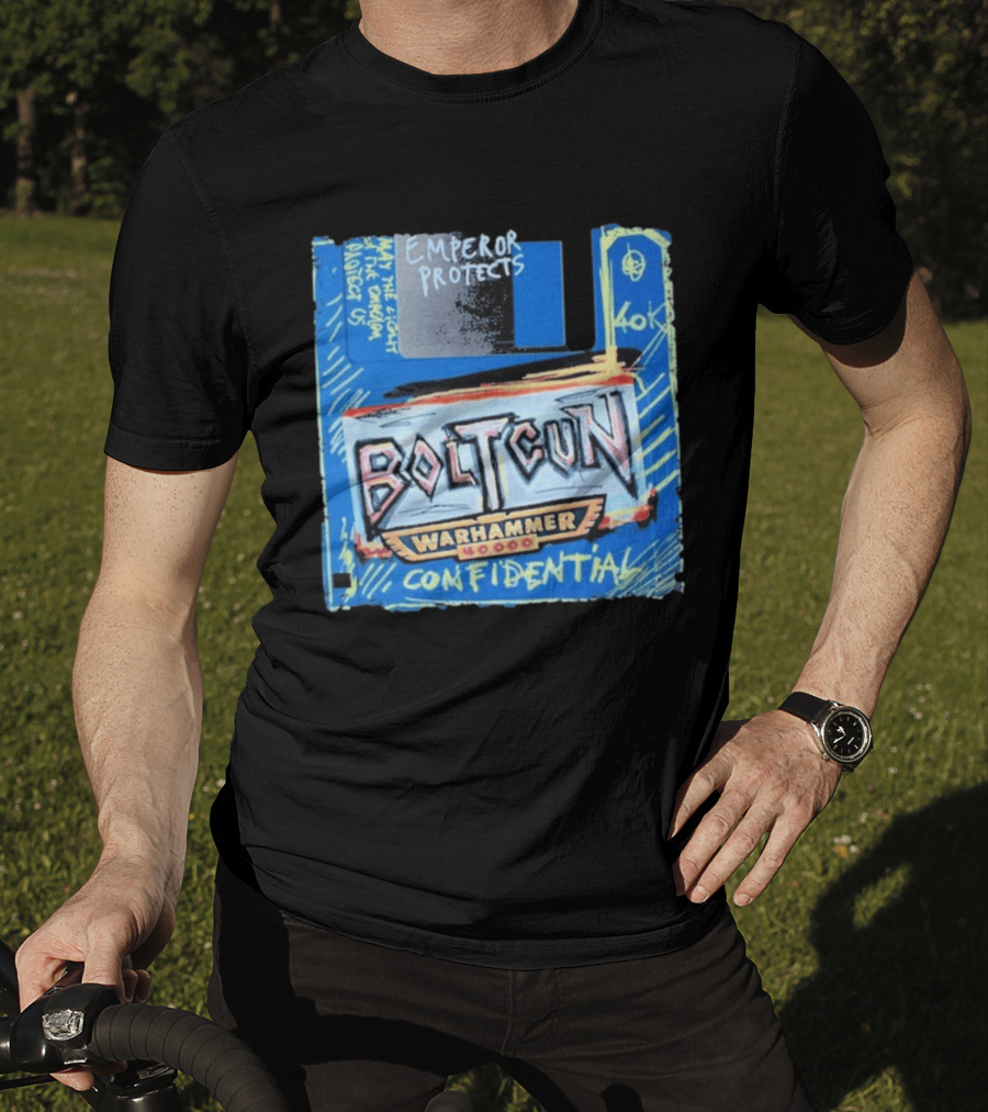 Warhammer 40K Boltgun Emperor Protects Confidential Floppy Disk T-Shirt