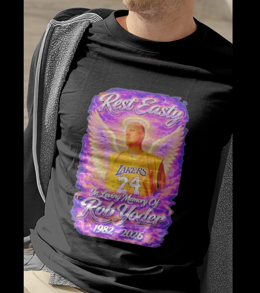 Rest Easty Lakers 24 Tribute In Loving Memory Of Rob Yoder 1982 2026 T-Shirt