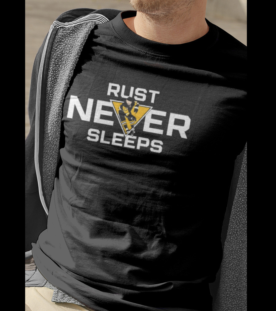 Rust Never Sleeps Bryan Rust Pittsburgh Penguins Iconic Hockey Player T-Shirt