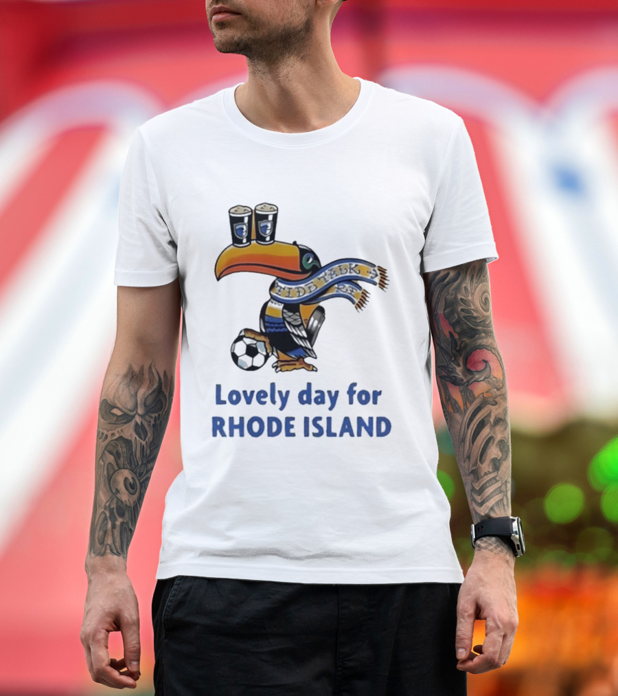 Lovely Day For Rhode Island Toucan With Soccer Ball And Beers T-Shirt
