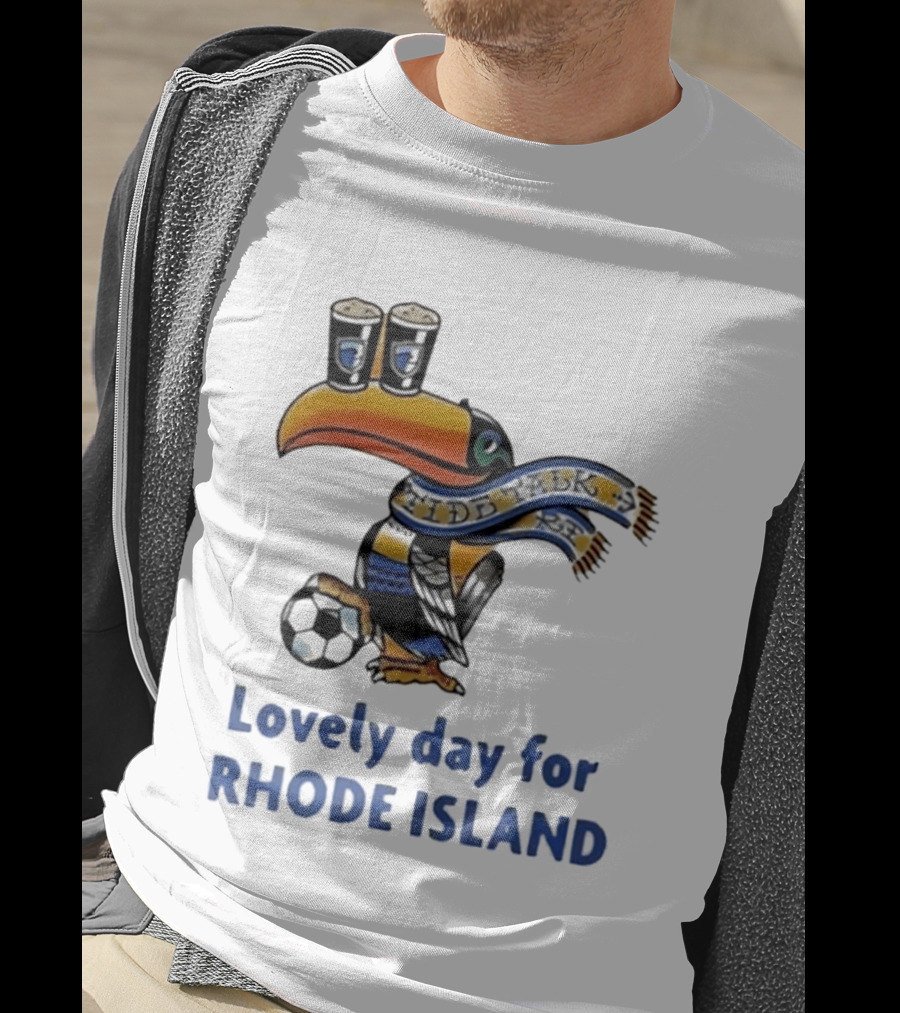 Lovely Day For Rhode Island Toucan With Soccer Ball And Beers T-Shirt