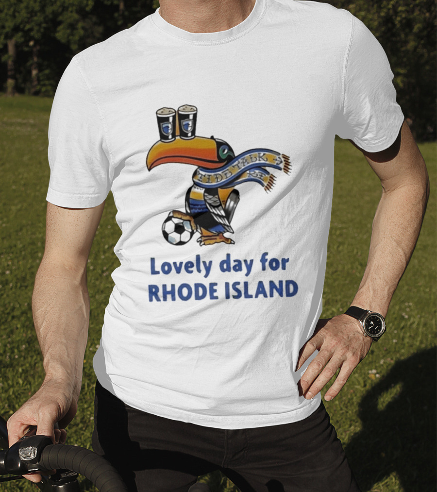 Lovely Day For Rhode Island Toucan With Soccer Ball And Beers T-Shirt