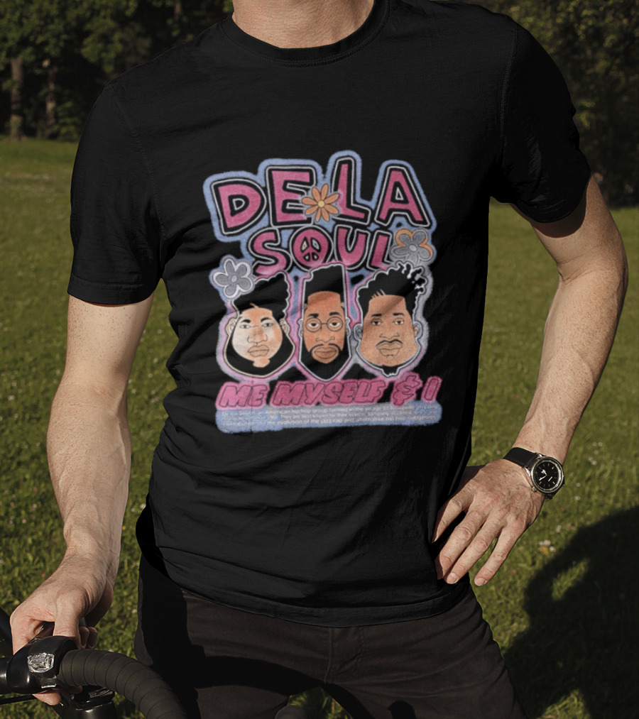 De La Soul Me Myself And I Iconic Hip Hop Logo With Peace Flower T-Shirt