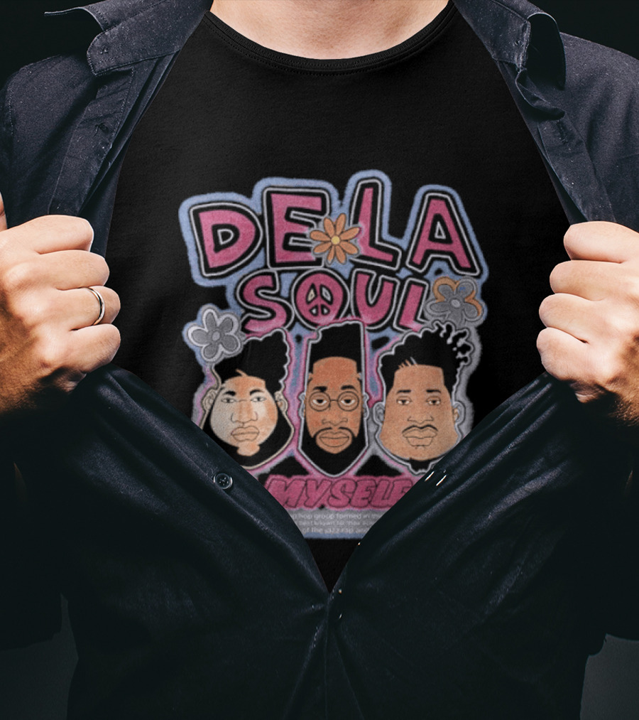 De La Soul Me Myself And I Iconic Hip Hop Logo With Peace Flower T-Shirt