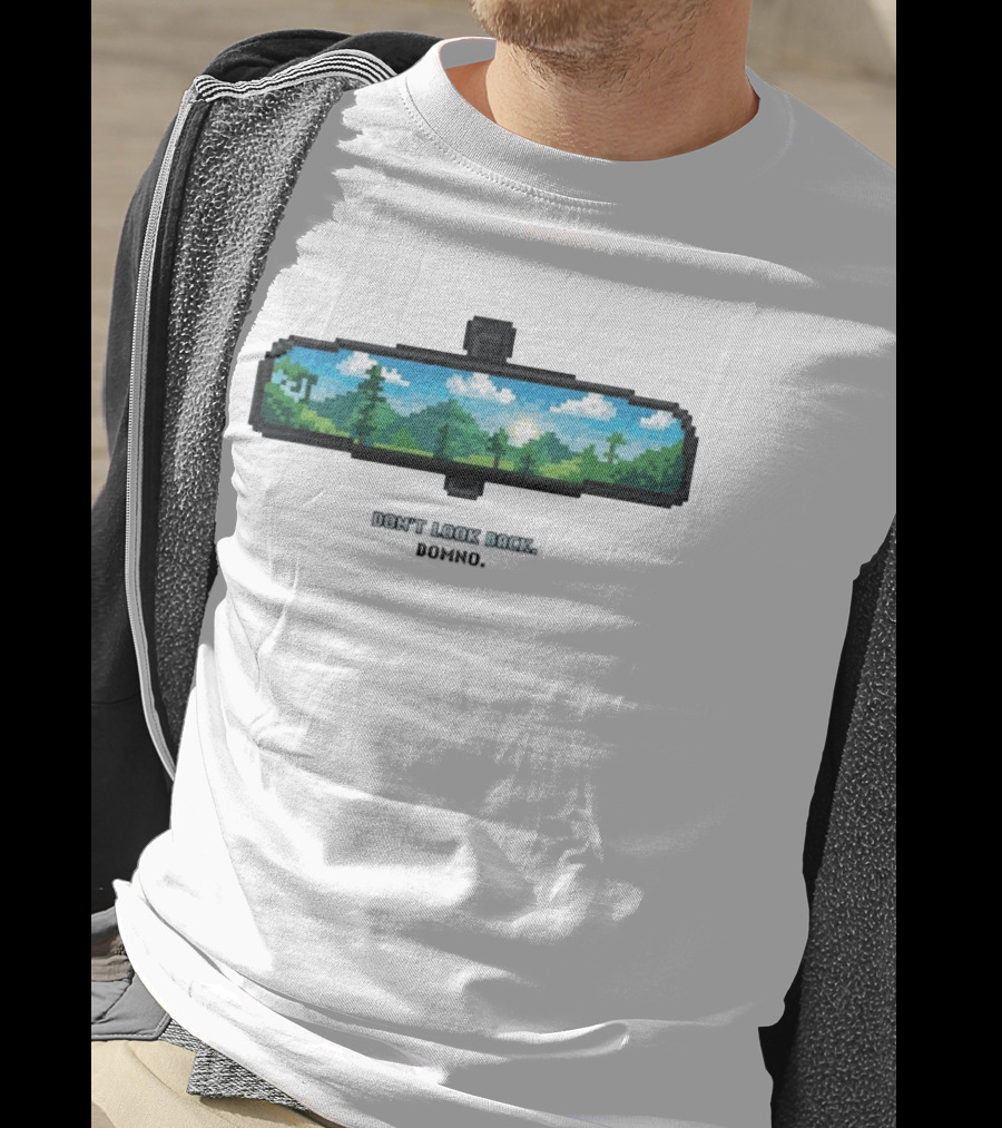 Don't Look Back Pixel Art Rearview Domno T-Shirt