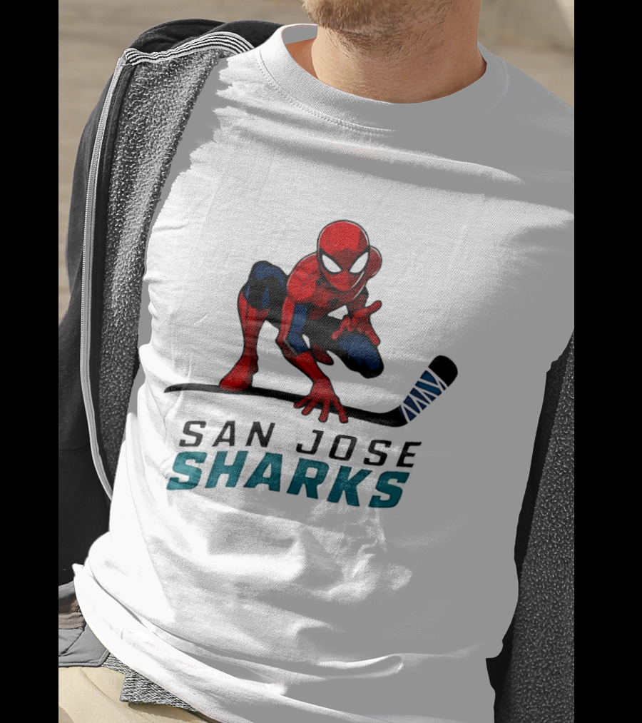 Spider Man San Jose Sharks Hockey Collaboration T-Shirt