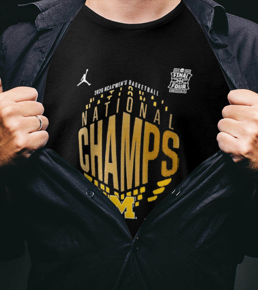2026 Michigan Wolverines Men's Basketball National Champs Locker Room T-Shirt