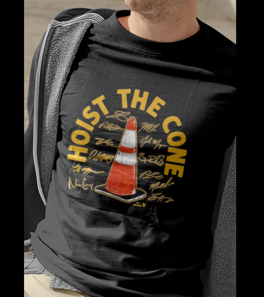 Pittsburgh Baseball Hoist The Cone Signatures Traffic Cone T-Shirt