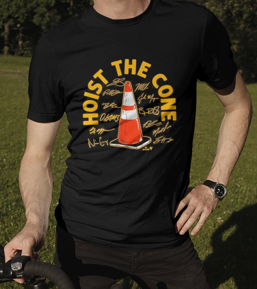 Pittsburgh Baseball Hoist The Cone Signatures Traffic Cone T-Shirt