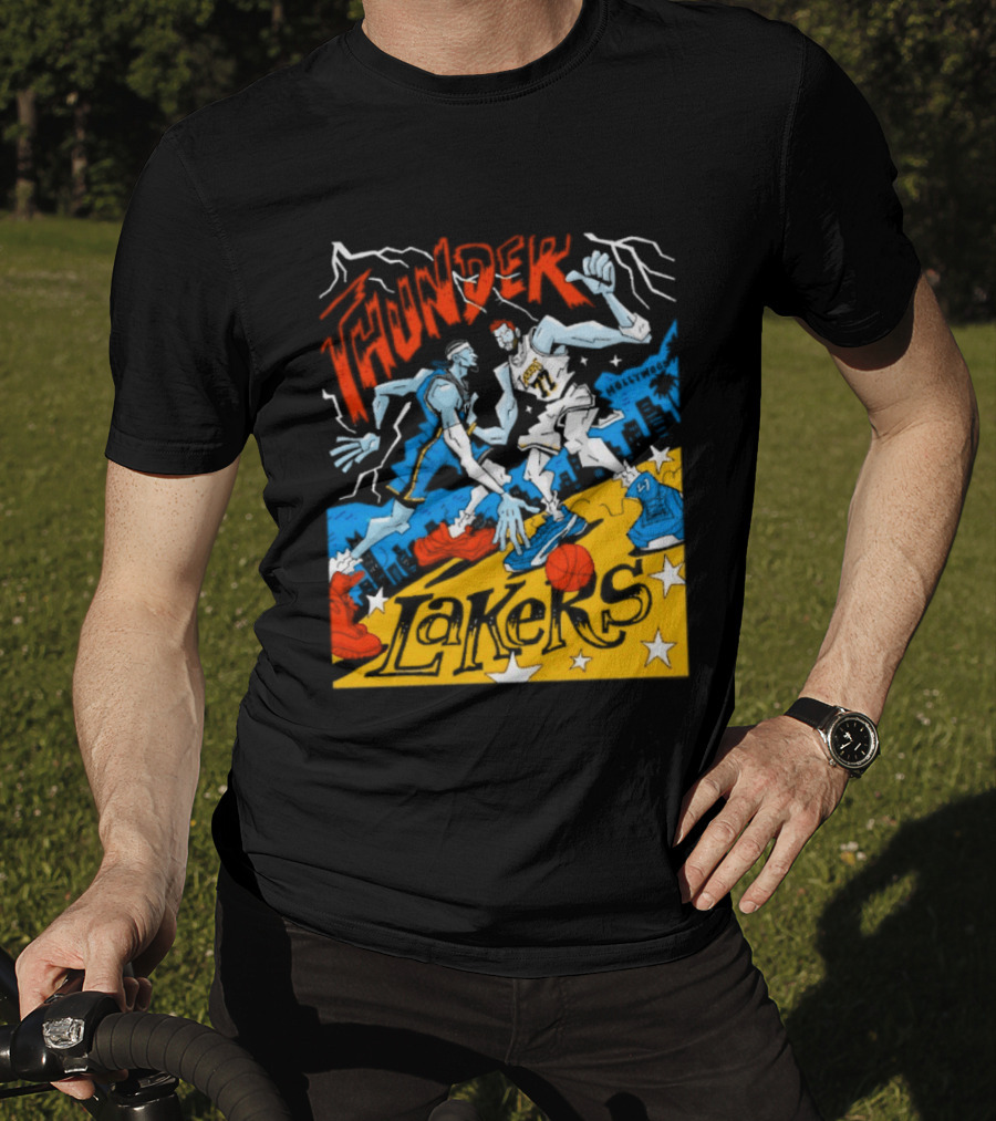 Shai Gilgeous Alexander Thunder Vs Luka Doncic Lakers MVP Cartoon Showdown T-Shirt