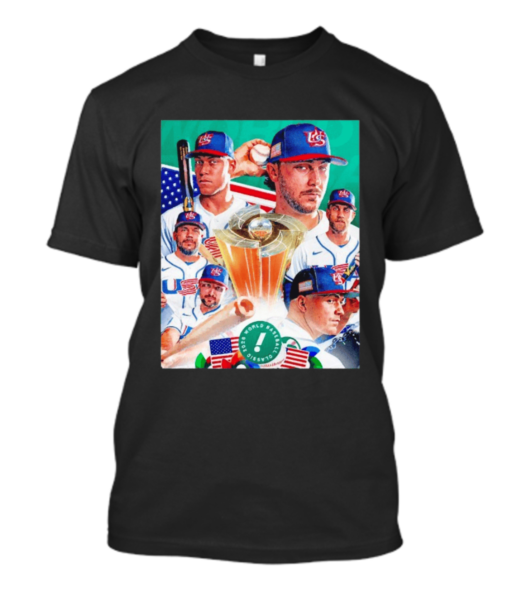 Team USA 2026 World Baseball Classic Players With USA Flag And Trophy T-Shirt