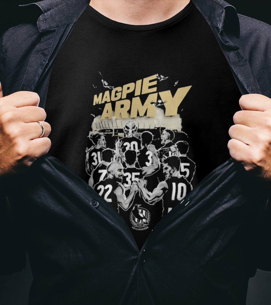 Collingwood Magpie Army Adults Team Players Huddle Football Fans T-Shirt