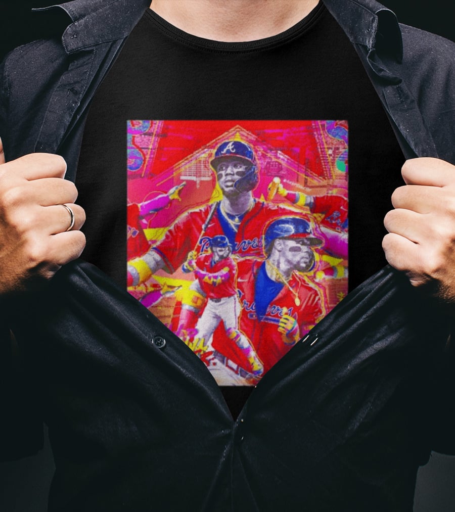 Ronald Acuña Jr Braves Atlanta Red Jersey Baseball Star Collage T-Shirt