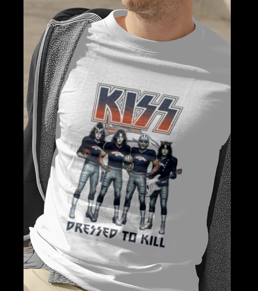 KISS Dressed To Kill Denver Broncos Football Team Collaboration T-Shirt