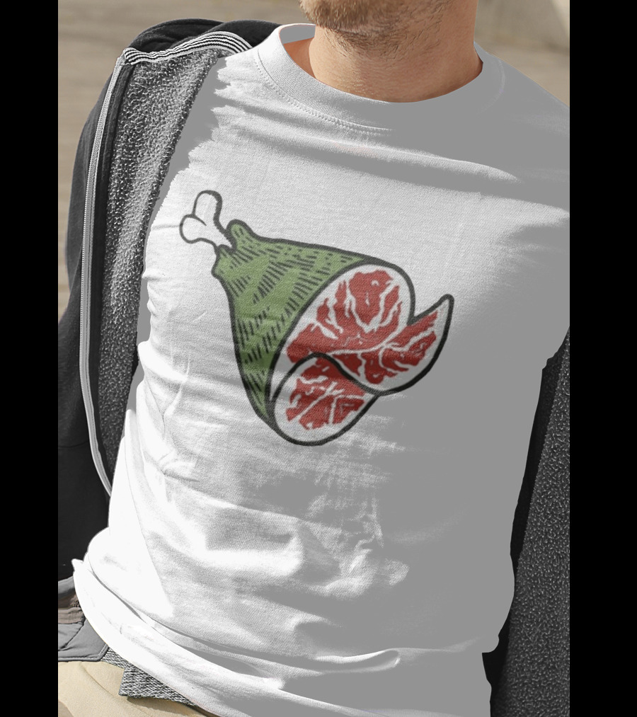 Ham Bone Cartoon Illustration Vintage Retro Clip T-Shirt