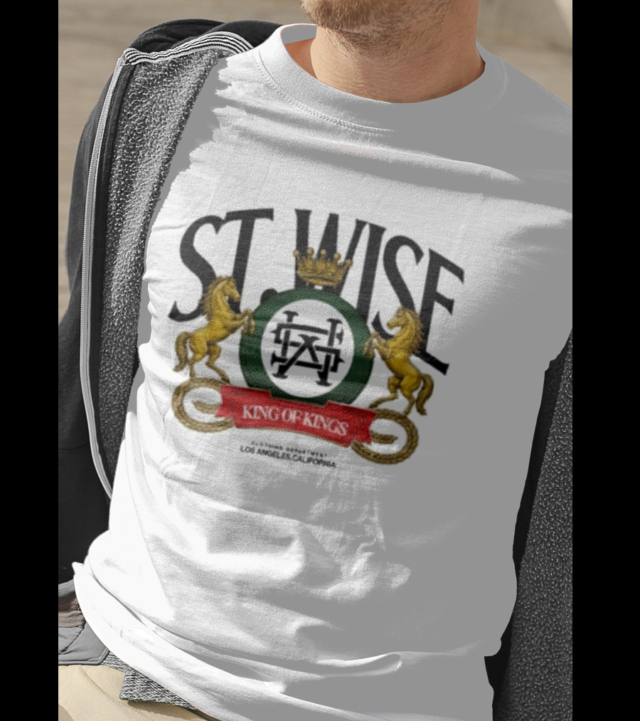 ST Wise Crowned Horse Emblem Los Angeles California T-Shirt