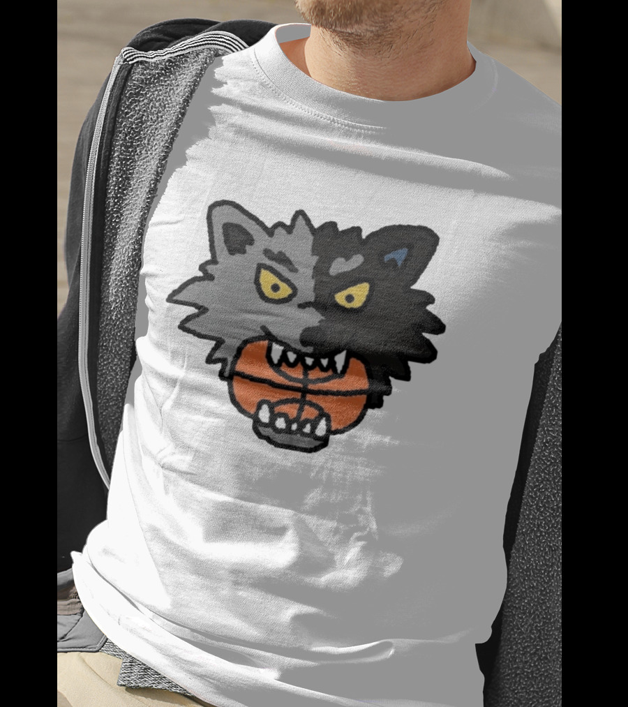 Timberwolves New Profile Pic Two Tone Wolf With Basketball T-Shirt