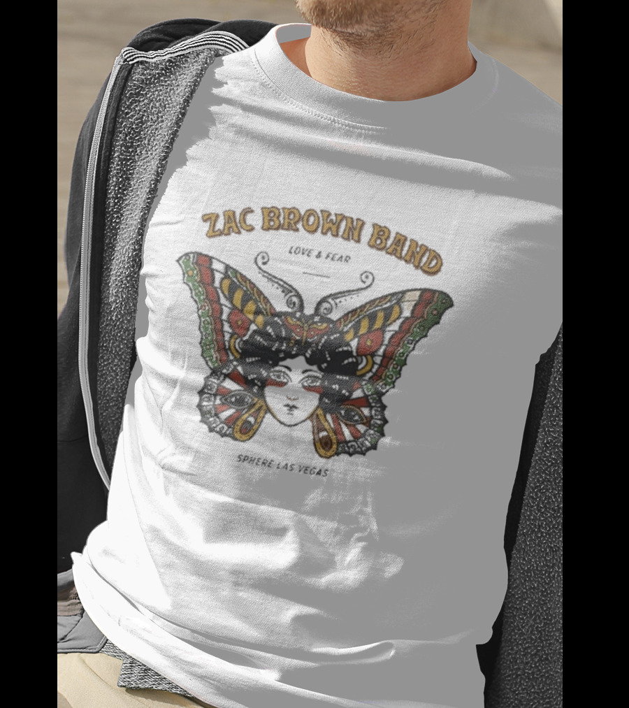 Zac Brown Band Love Fear Sphere Las Vegas Butterfly Lady T-Shirt