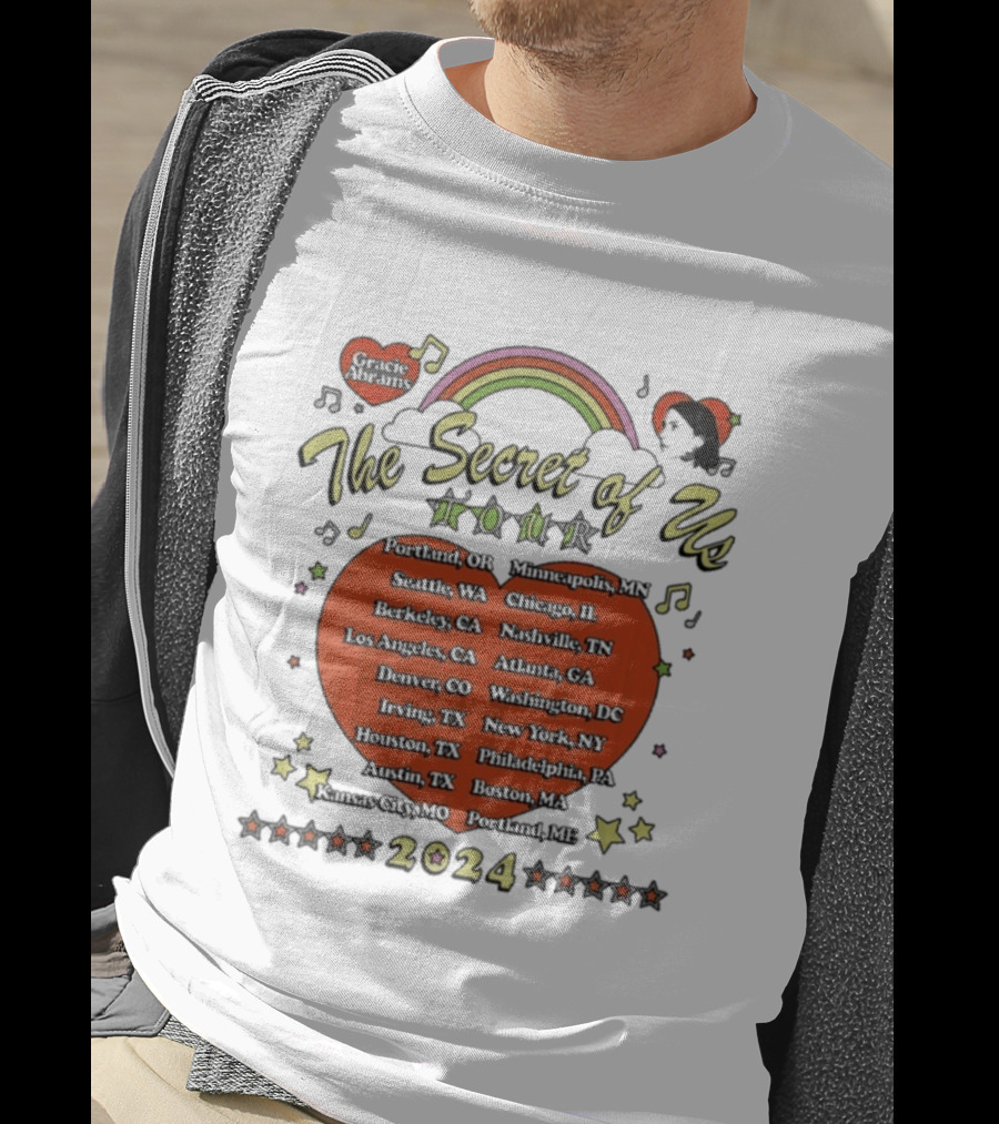 The Secret Of Us Tour 2024 Dates And Cities List With Rainbow And Stars T-Shirt